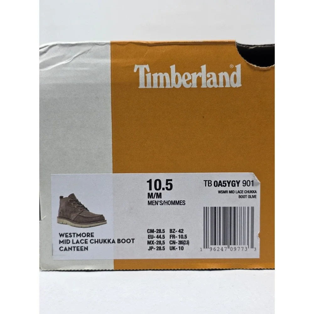 Timberland Size 10.5 Mens Westmore Mid Lace Moc-Toe Chukka Boots Canteen New
